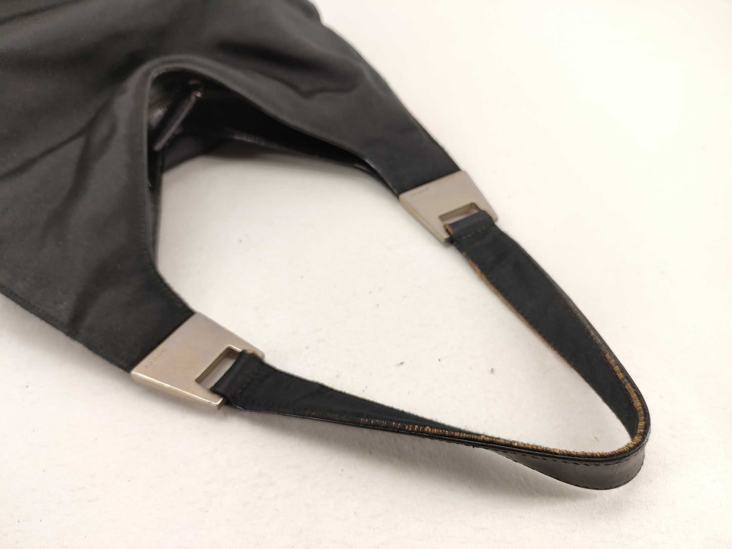 GUCCI 001.1274.3010 Leather and Satin Handbag Black Handbag