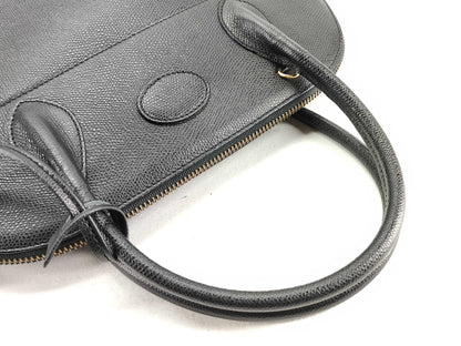 HIGH-CLASS Leather Handbag in Black with Strap, Cloche, Cadena, Two Keys, and Dust Bag