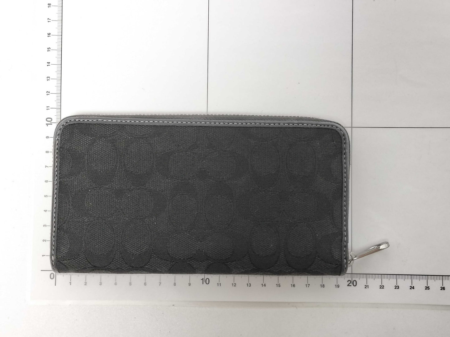 COACH Signature Zip-Around Canvas and Leather Wallet in Black
