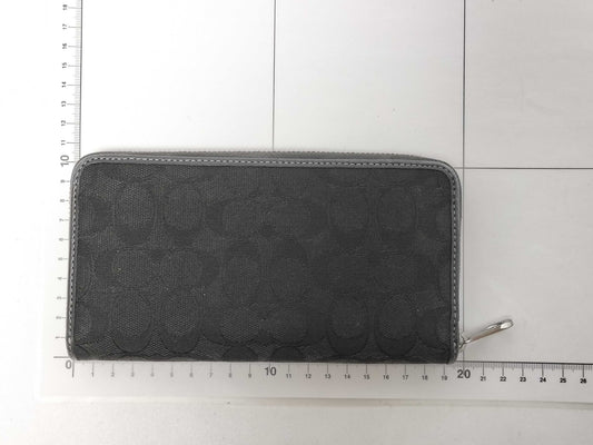 COACH Signature Zip-Around Canvas and Leather Wallet in Black