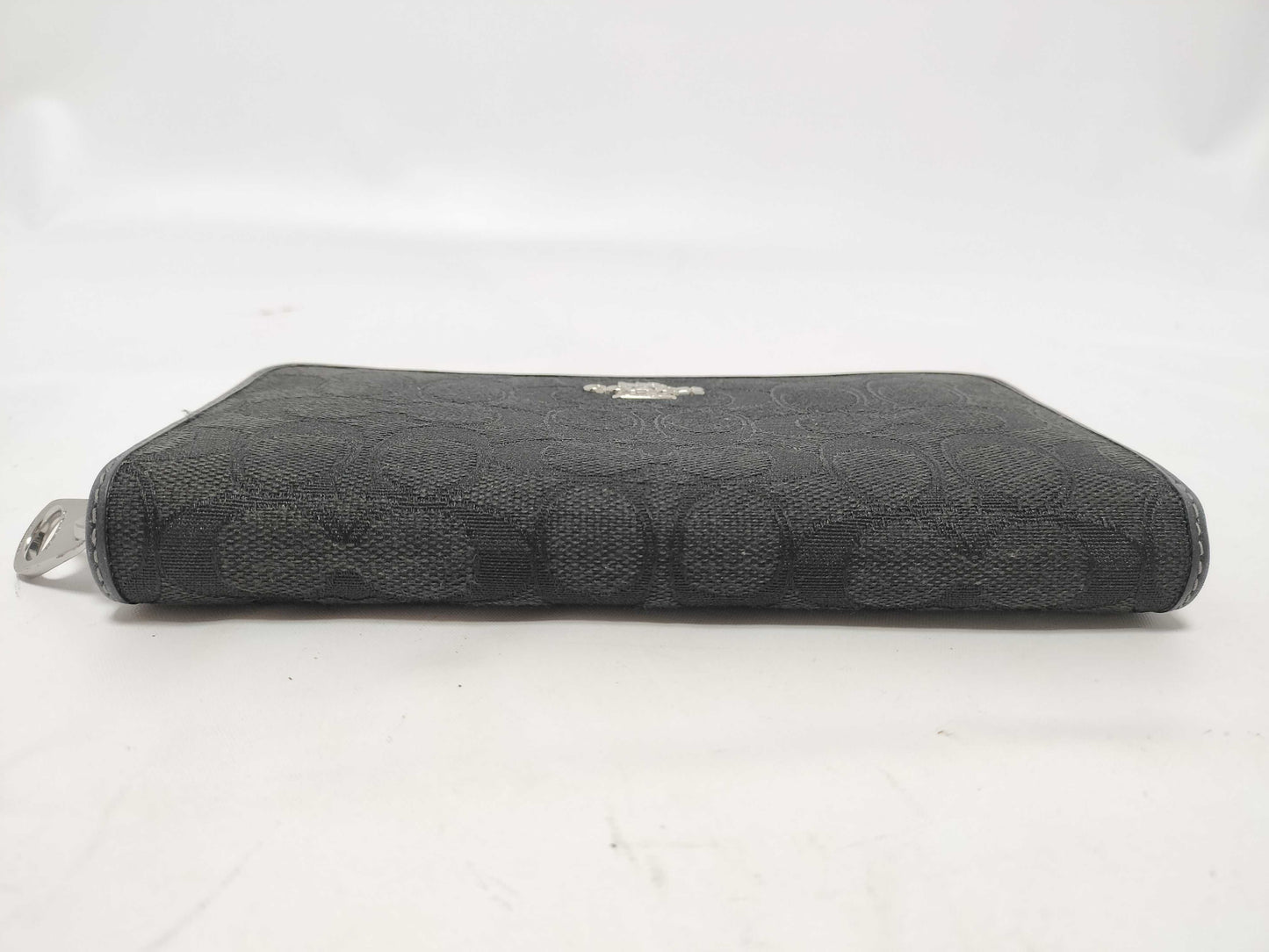 COACH Signature Zip-Around Canvas and Leather Wallet in Black