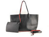 Christian Louboutin Leather Cabata Tote Bag in Black and Red with Pouch and Strap