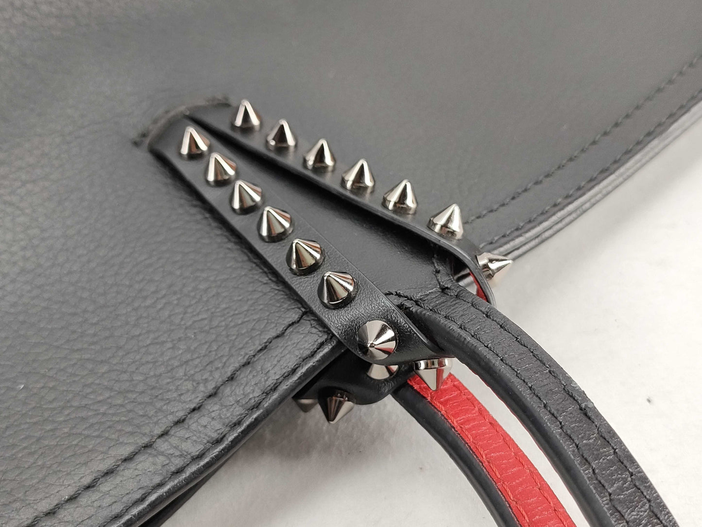 Christian Louboutin Leather Cabata Tote Bag in Black and Red with Pouch and Strap