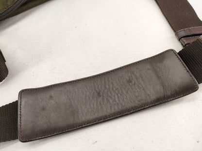 PRADA Nylon B1738 Nylon Shoulder Bag with Triangular Plate, Khaki and Brown