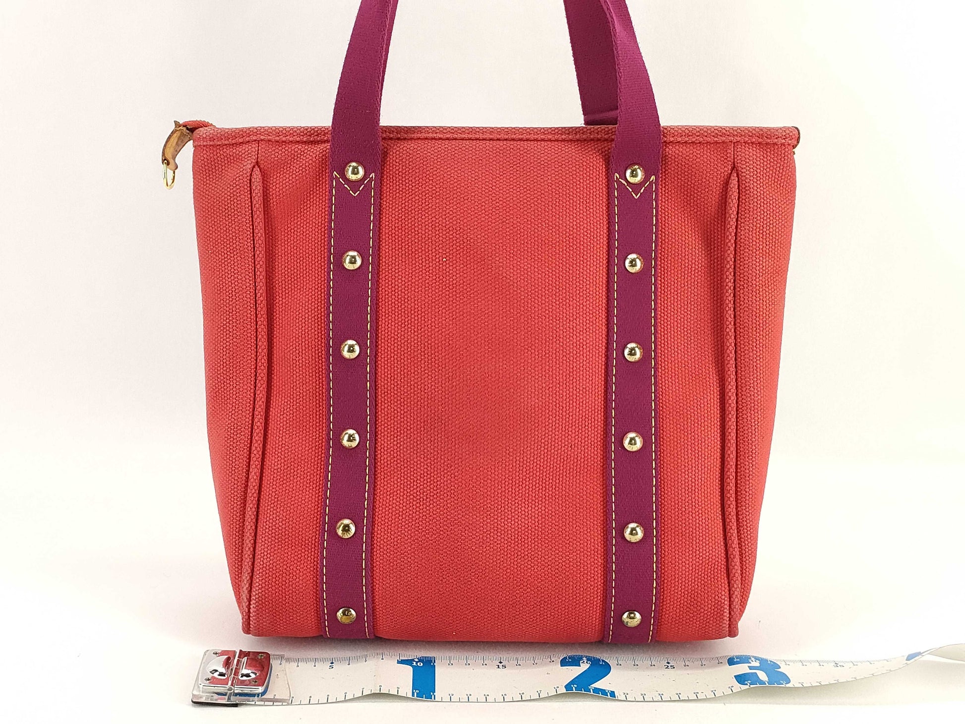 LOUIS VUITTON Antigua M40034 Antigua Caba MM Rouge Tote Bag with Name Tag