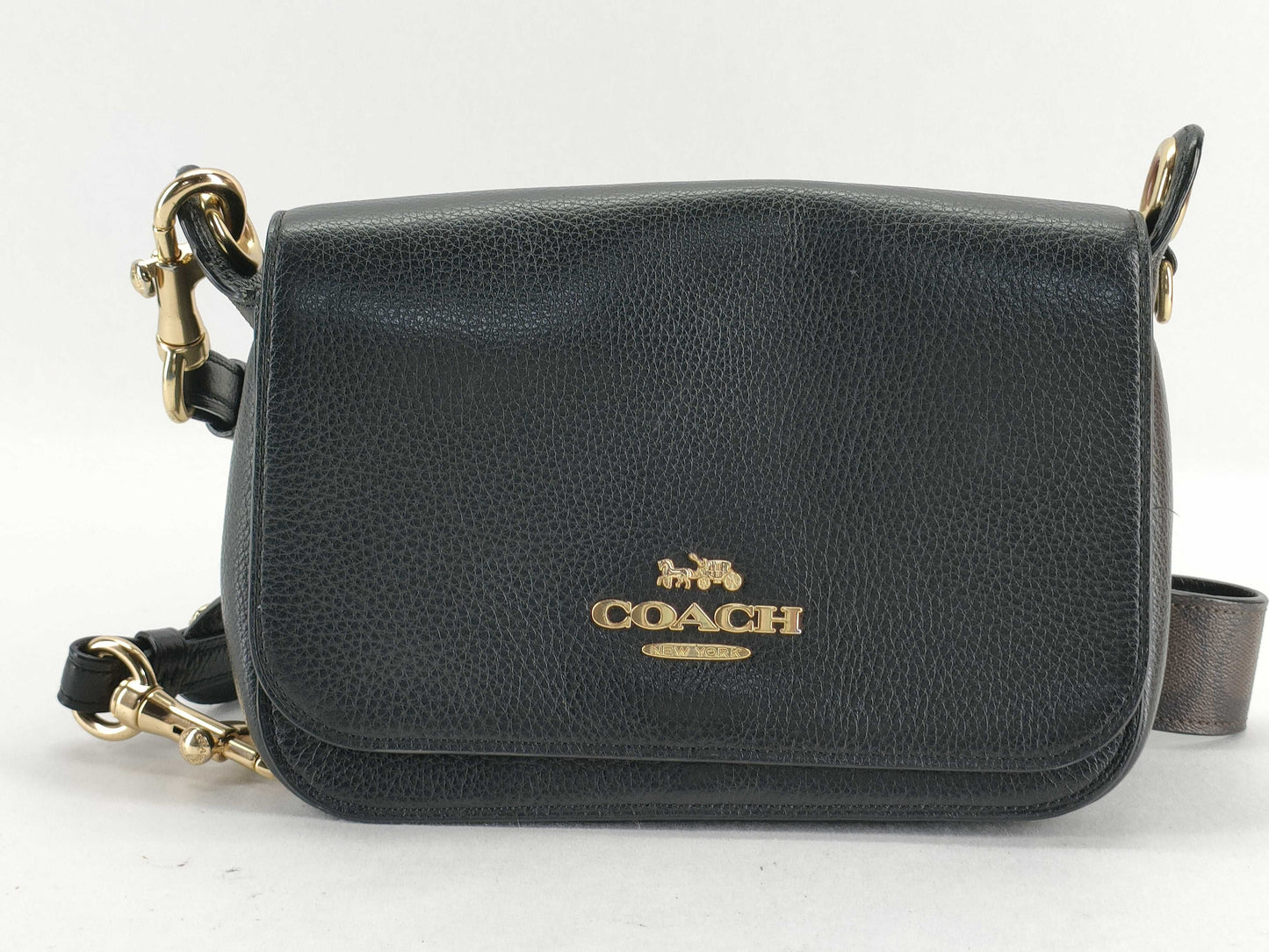 COACH F77979 Leather Shoulder Bag, Black, with Strap