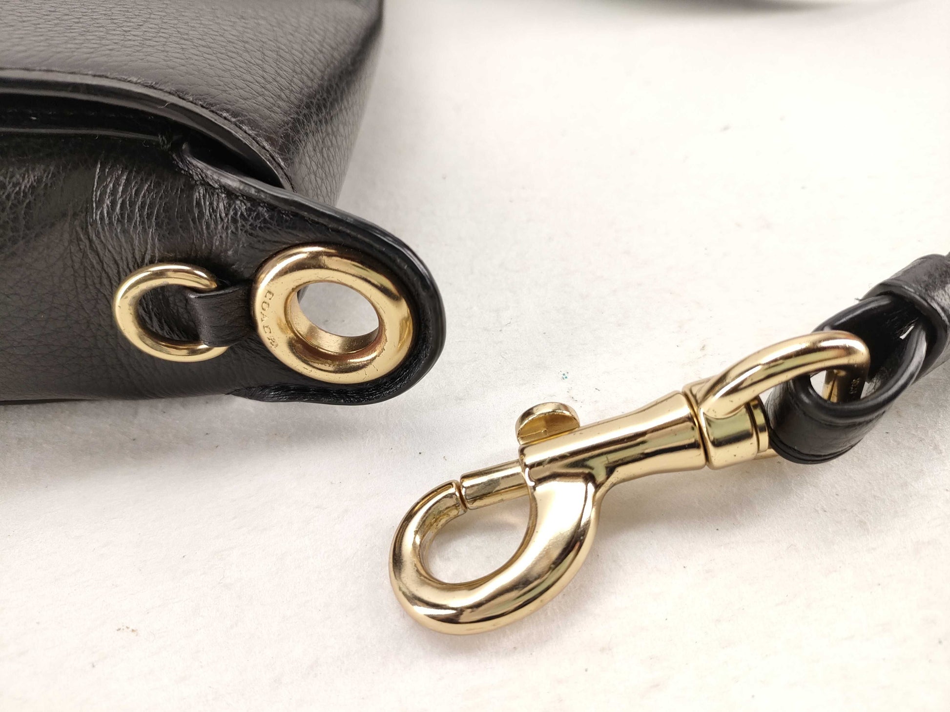 COACH F77979 Leather Shoulder Bag, Black, with Strap