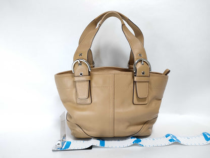 COACH Leather Hunt Bag Beige Handbag