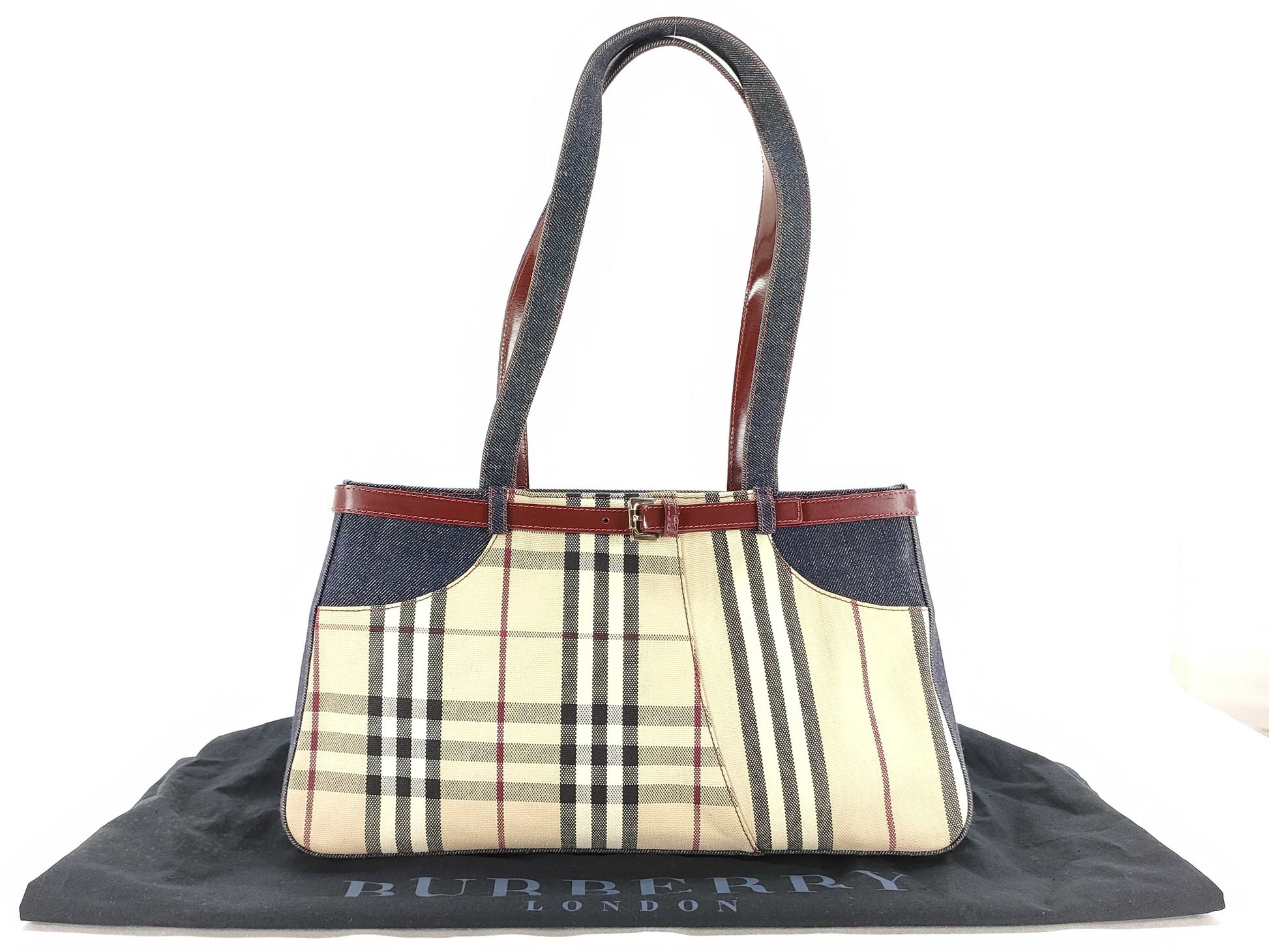 BURBERRY denim handbag tote bag