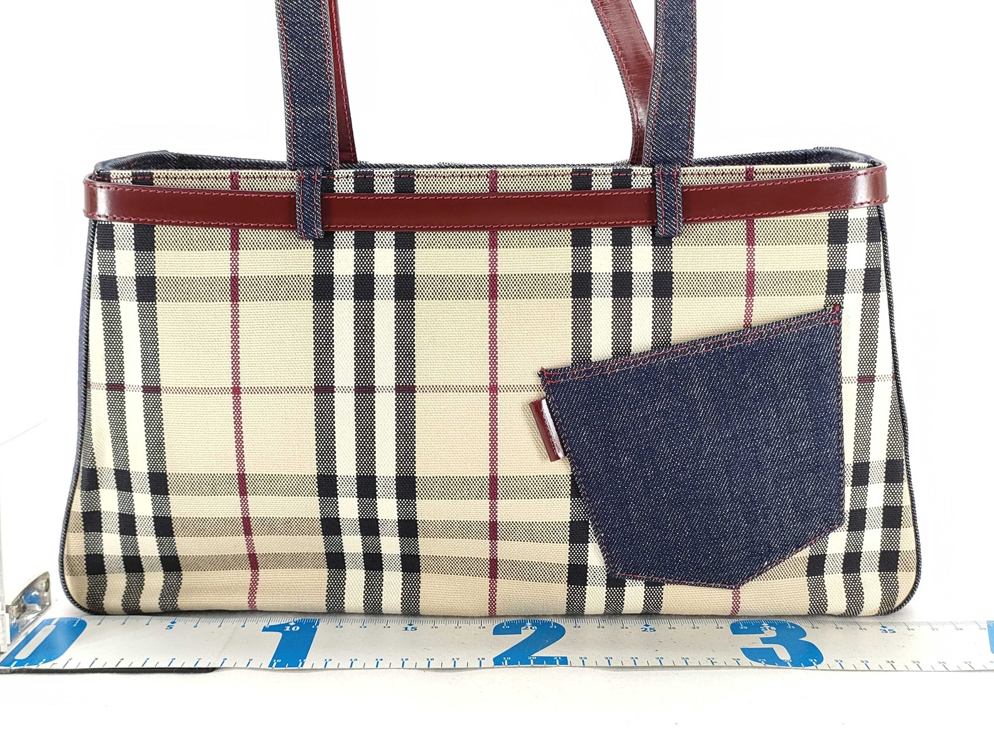 BURBERRY denim handbag tote bag