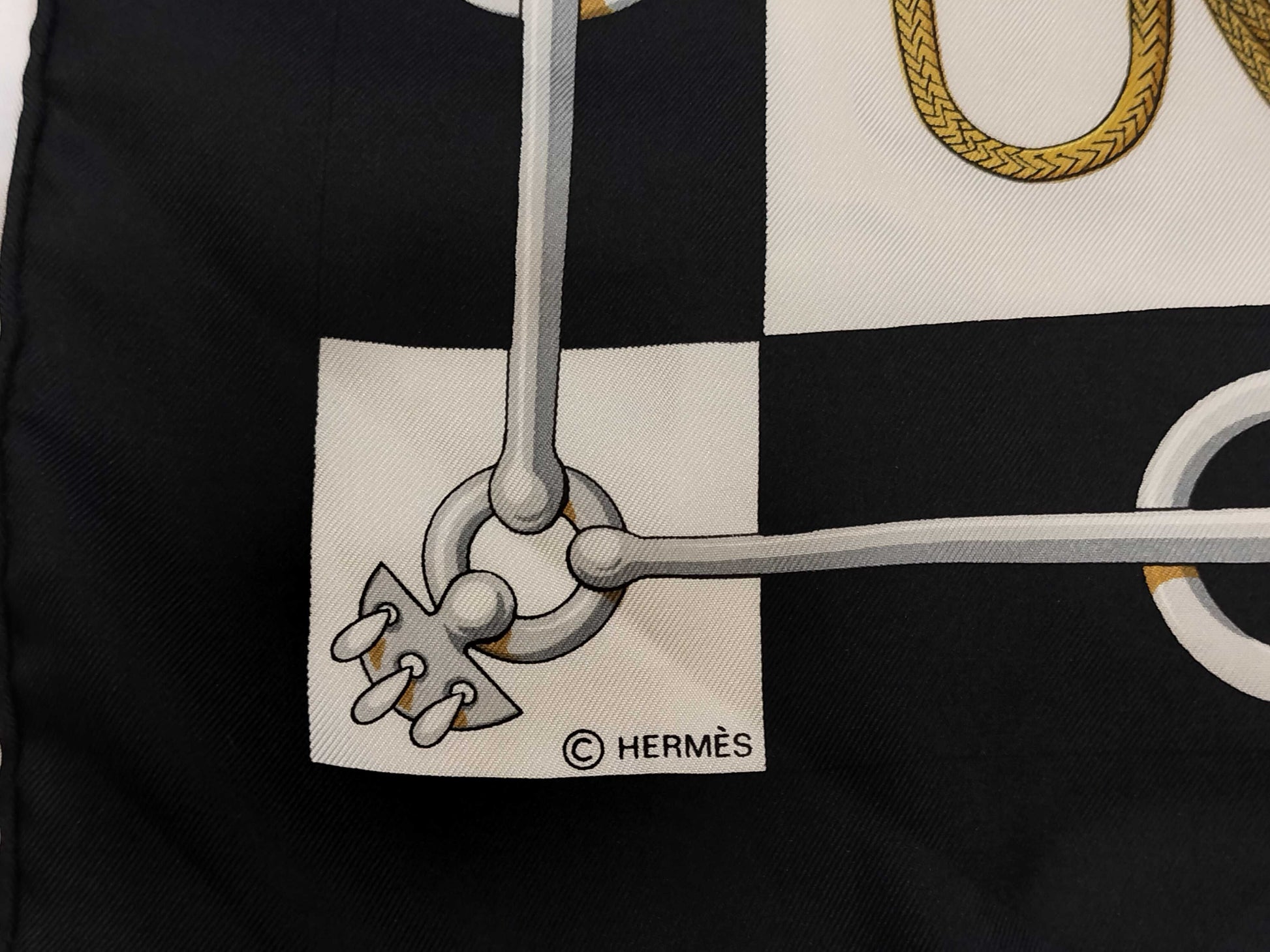 HERMES Scarf Carre Black Scarf