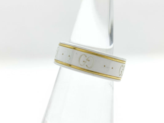 GUCCI Icon #10 White Ceramic Au750 4.4g Ring 