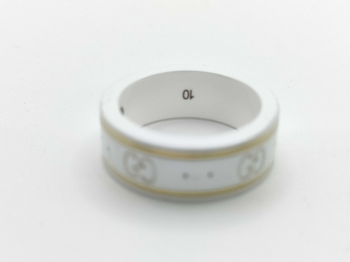 GUCCI Icon #10 White Ceramic Au750 4.4g Ring 