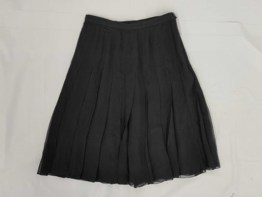 CHANEL CHANEL Black Silk Flare Skirt Size 38 Skirt
