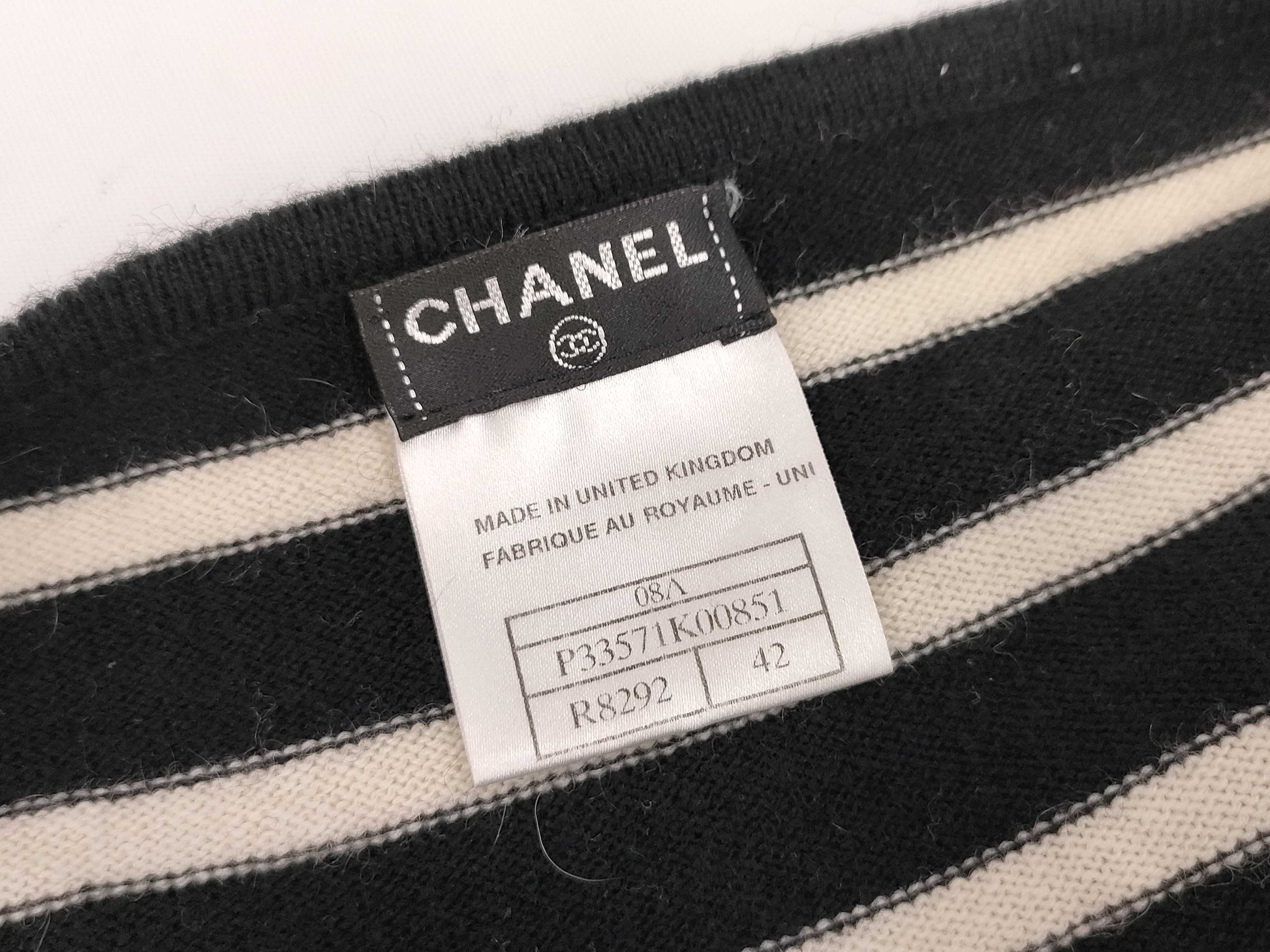 CHANEL CHANEL Long Sleeve Striped Knit Top Size 42