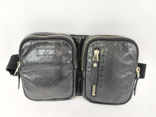 GUCCI GG GUCCI Gucci GG Shimmer Leather Waist Bag Black Waist Bag