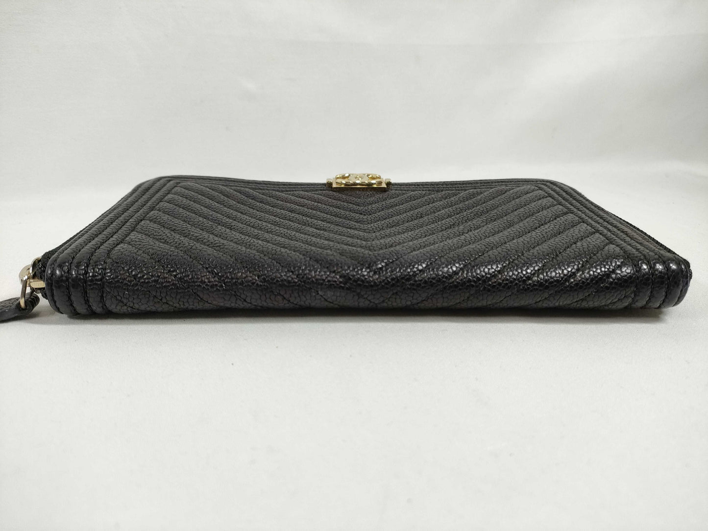 CHANEL Boy Caviar Skin Black Long Wallet, 24th Series, with Seal