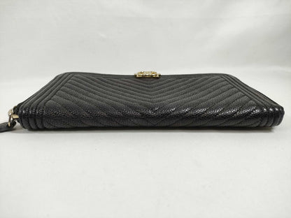 CHANEL Boy Caviar Skin Black Long Wallet, 24th Series, with Seal