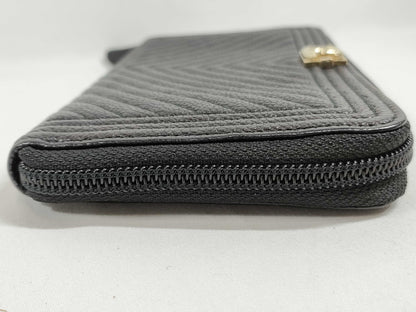 CHANEL Boy Caviar Skin Black Long Wallet, 24th Series, with Seal