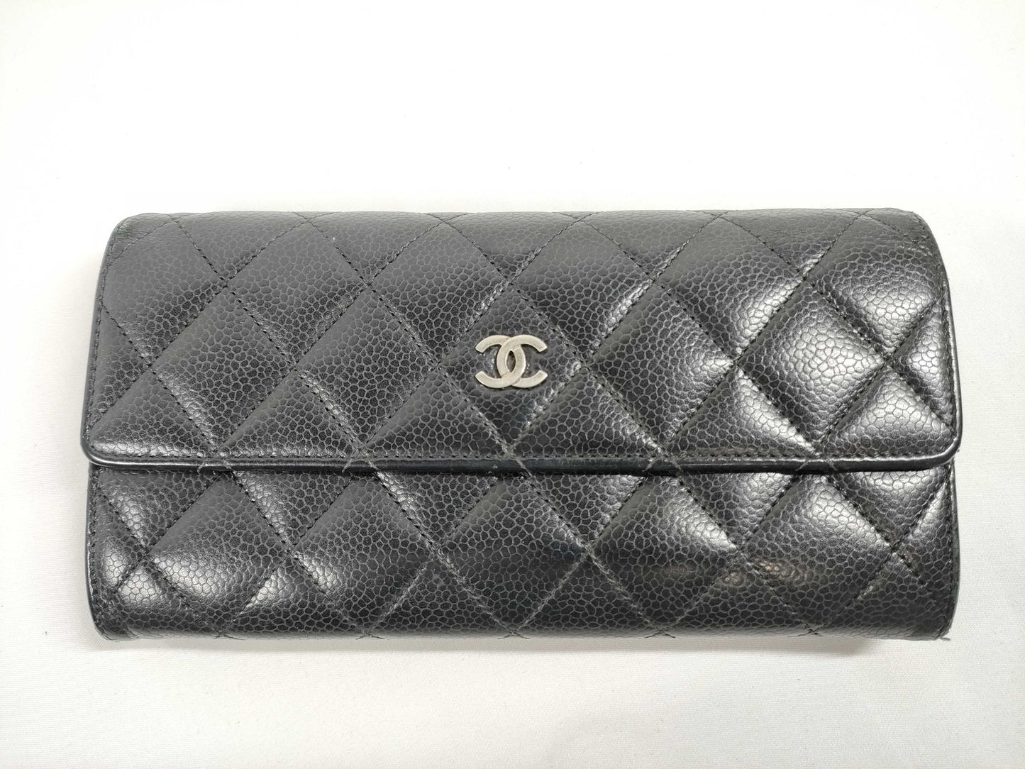 CHANEL CHANEL Matelasse Caviar Leather Long Wallet, 19th Series, Cards and Stickers Included, Wallet