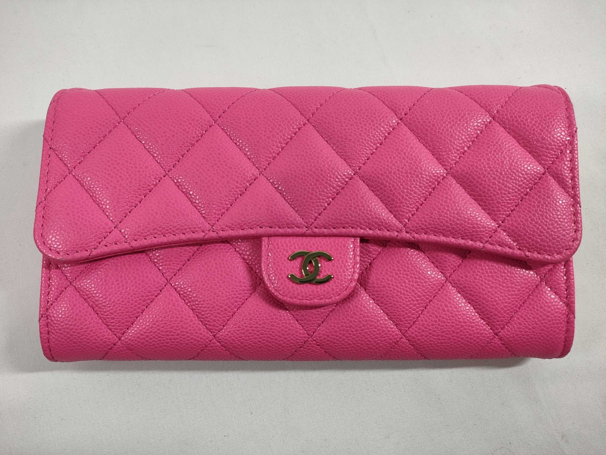 CHANEL CHANEL Matelasse Caviar Leather Long Wallet, Random Number, Pink