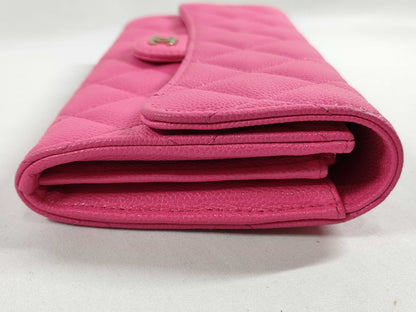 CHANEL CHANEL Matelasse Caviar Leather Long Wallet, Random Number, Pink