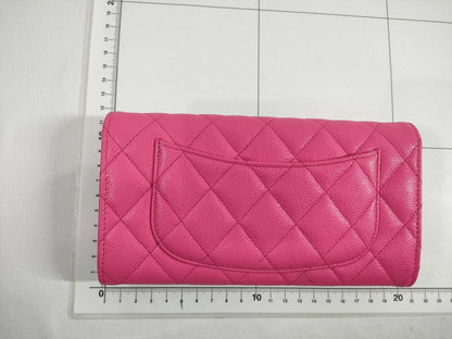 CHANEL CHANEL Matelasse Caviar Leather Long Wallet, Random Number, Pink