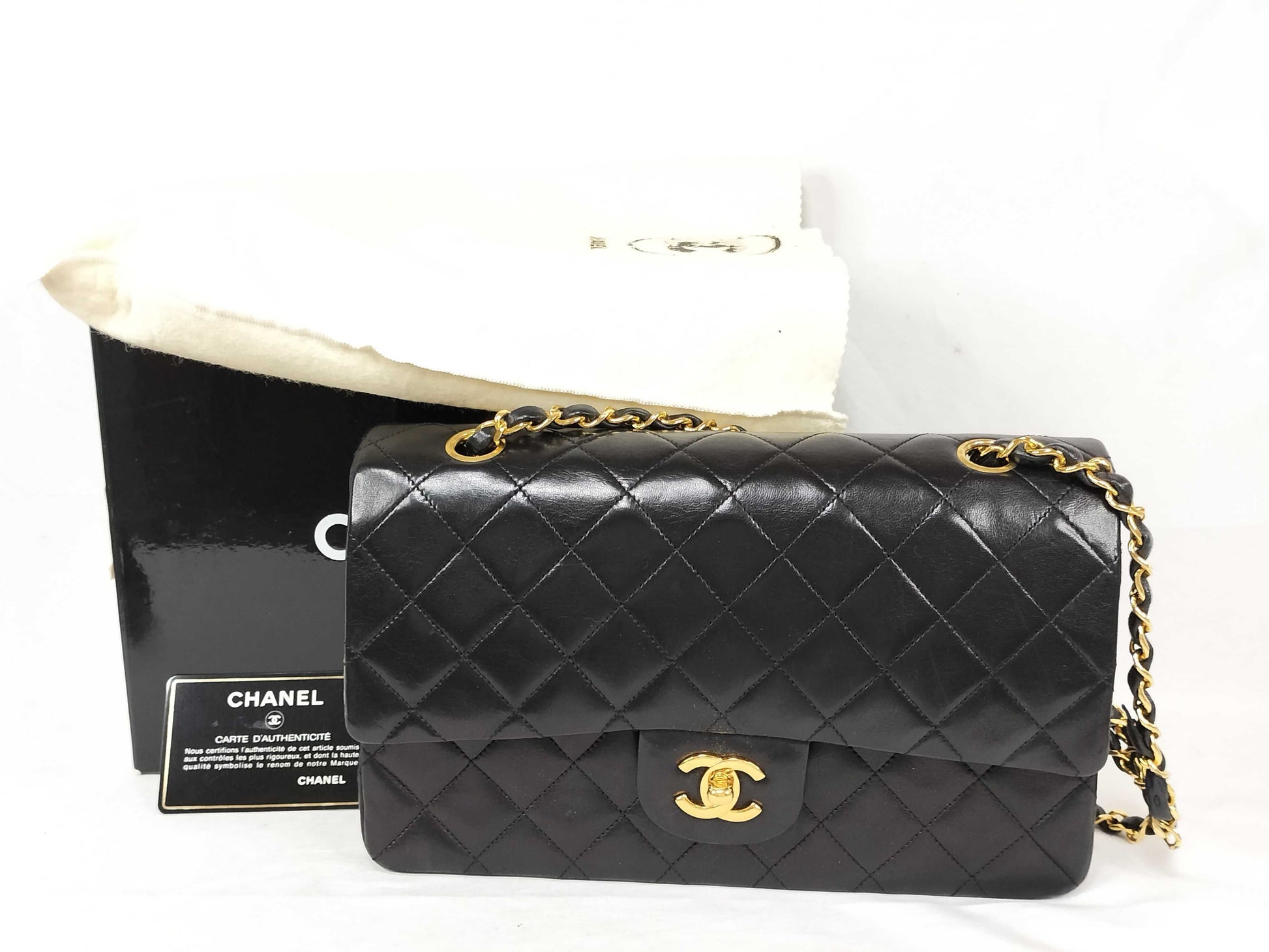 CHANEL Matelasse Double-Flap Lambskin Chain Shoulder Bag, 0 Series, Box, Card, Bag, and Sticker Included