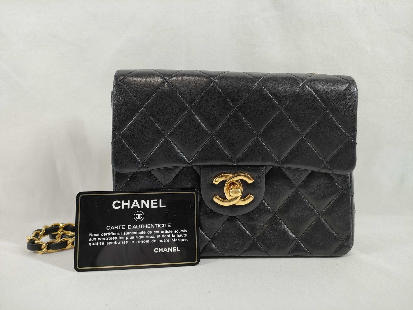 CHANEL CHANEL Mini Matelasse Chain Shoulder Bag, Black, No. 1, Card and Sticker Included, Shoulder Bag