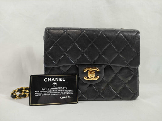 CHANEL CHANEL Mini Matelasse Chain Shoulder Bag, Black, No. 1, Card and Sticker Included, Shoulder Bag