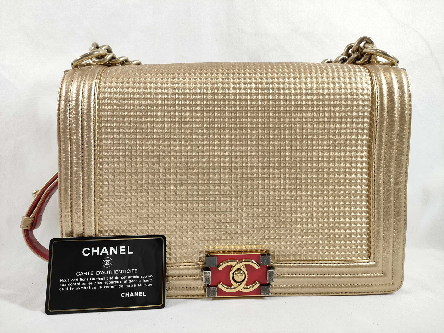 CHANEL CHANEL Boy Chain Shoulder Bag, 18th Series, Card and Sticker Included