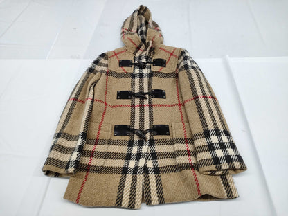  BURBERRY London Duffle Coat Nova Check Hoodie Size 38 Coat