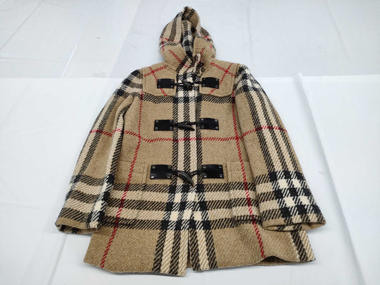  BURBERRY London Duffle Coat Nova Check Hoodie Size 38 Coat