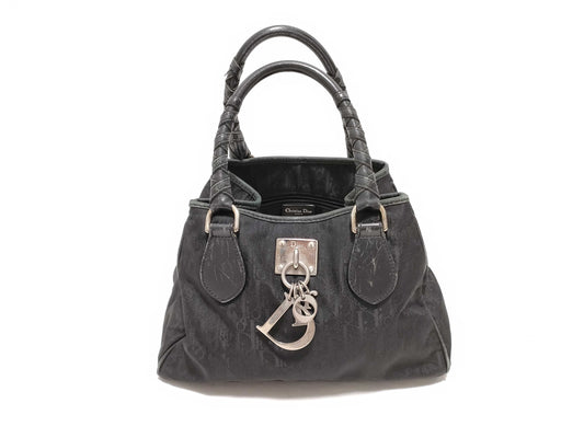 Dior Trotter Christian Dior Tote Bag Lovely Trotter All-Over Print Charm Black Handbag