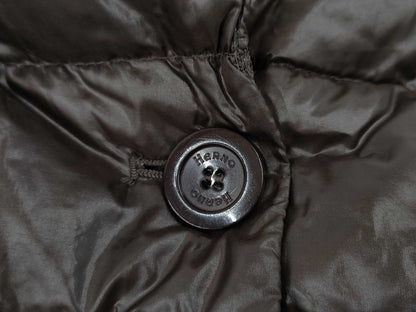 Herno Down Jacket, Long Down Coat, Layered Style, Zip-Up, Size 42