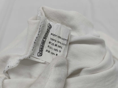 CHROME HEARTS Long T-Shirt with Neck Logo and Sleeve Logo, White, XL