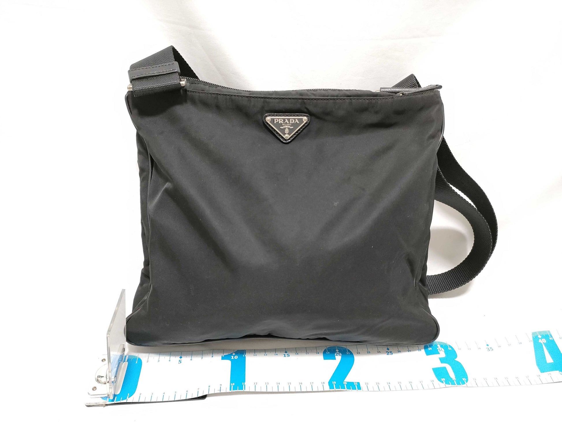 PRADA Nylon Prada Shoulder Bag with Triangle Logo, Black