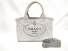 PRADA Prada Canapa Denim Handbag with Triangle Logo Tote Bag