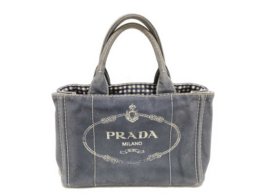 PRADA Prada Handbag Shoulder Bag 2-Way Triangle Logo Gingham Check Tote Bag