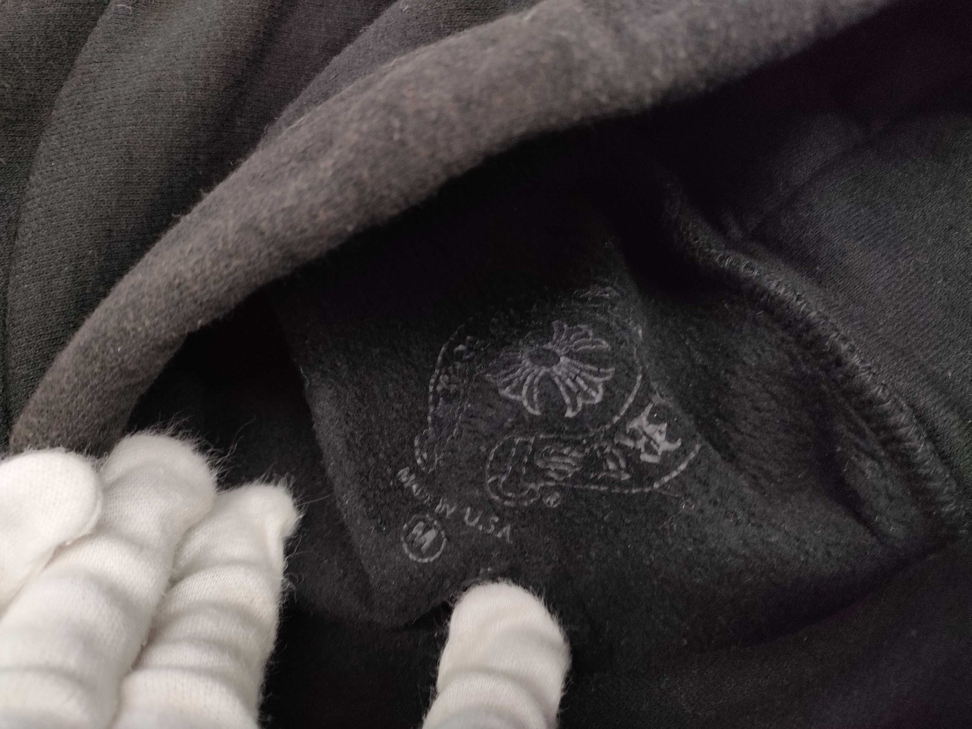 CHROME HEARTS Hoodie with Sleeve Logo, Size M, Black, Tops