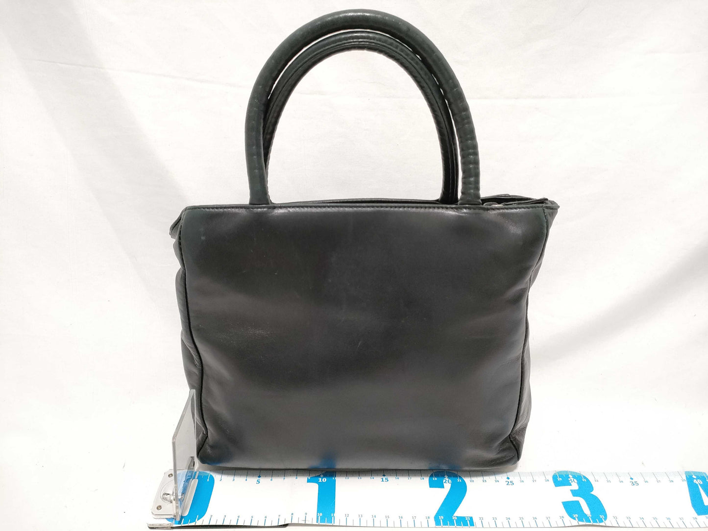 PRADA Prada Handbag All Leather Triangle Logo Black with Warranty Card