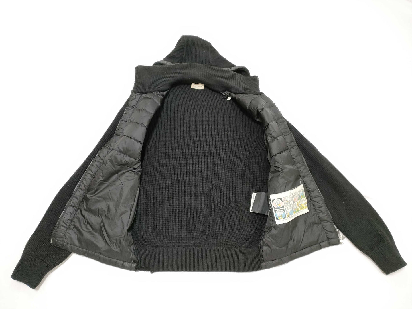 MONCLER Moncler Cardigan Knit Down Hoodie with Switching Design, Black, Size M