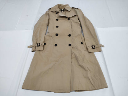 BURBERRY Nova Check Honey Beige Trench Coat with Belt, Size 38