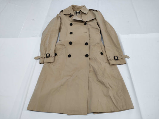 BURBERRY Nova Check Honey Beige Trench Coat with Belt, Size 38