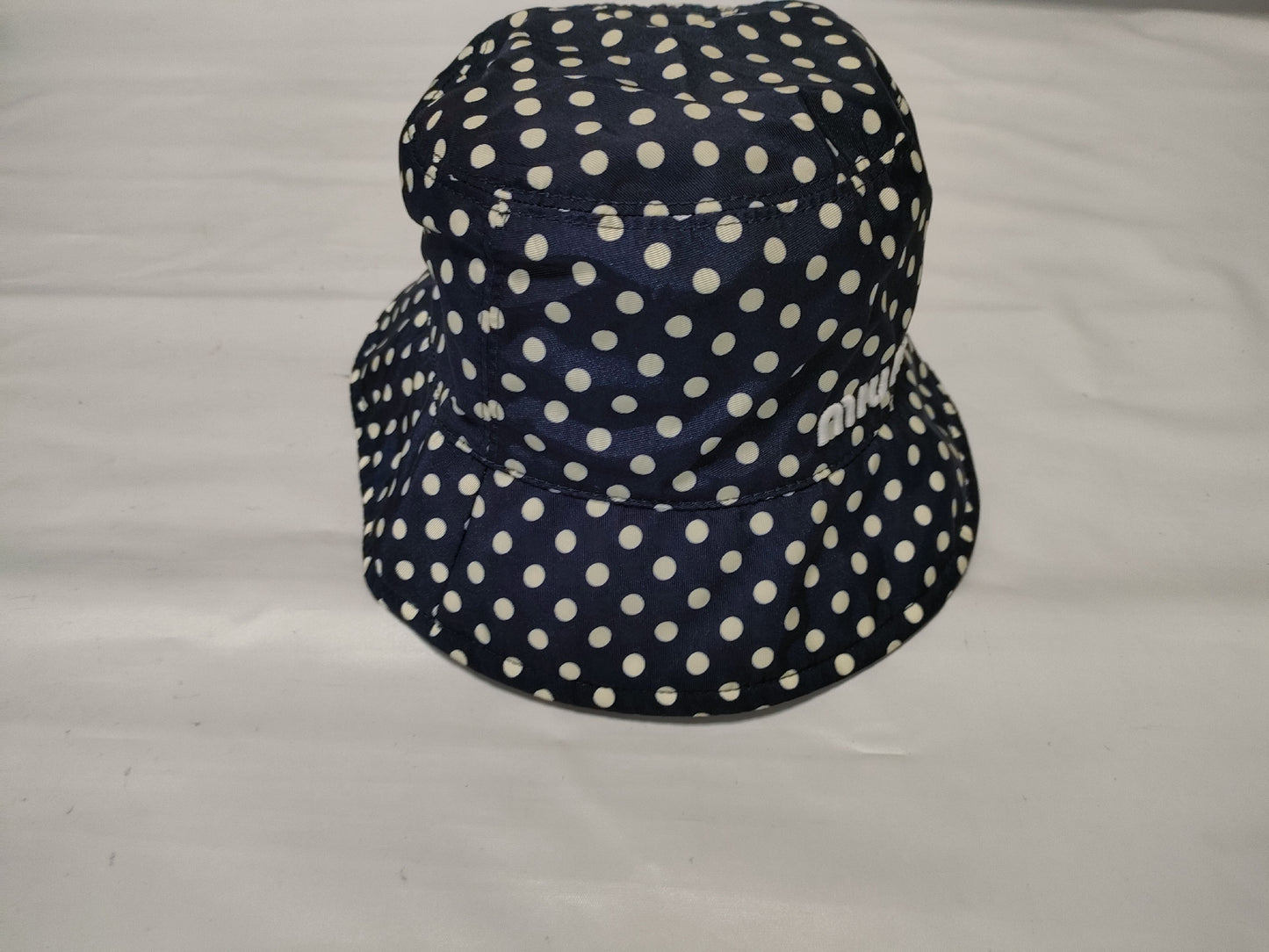 Miu Miu Bucket Hat with Polka Dots and Embroidered Logo, Size M, Other Apparel