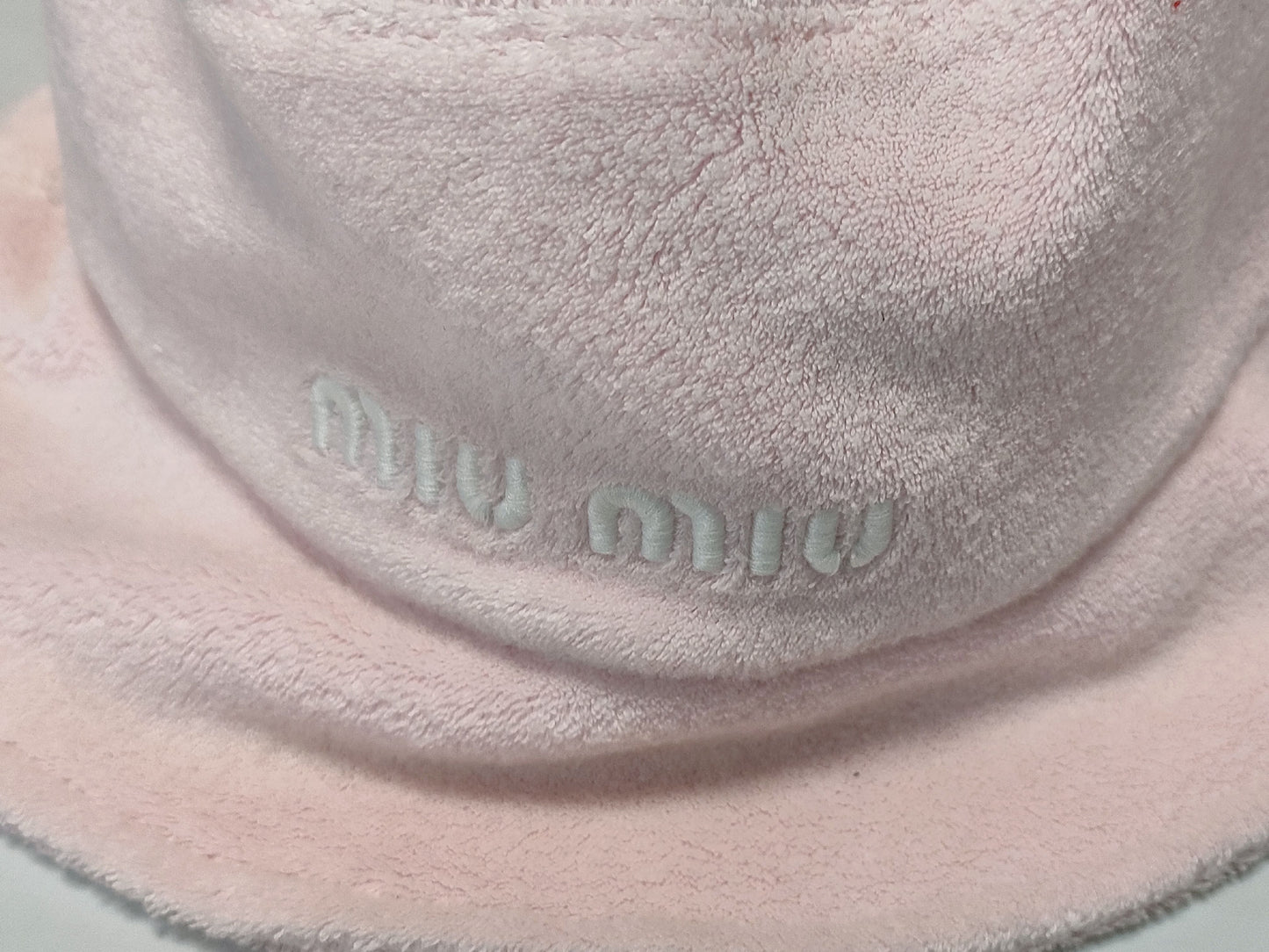 Miu Miu Bucket Hat, Terry Cloth, Towel Fabric, Embroidered Logo, Size M, Other Apparel