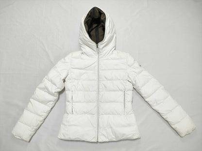 FENDI Striped Hoodie Down Jacket, White, Size 38