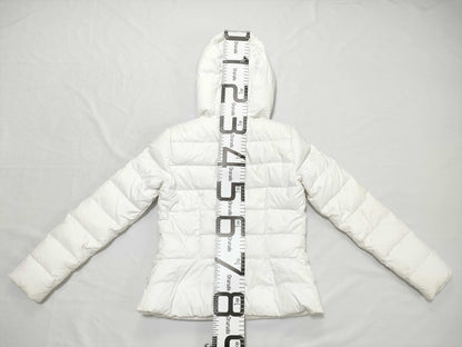 FENDI Striped Hoodie Down Jacket, White, Size 38