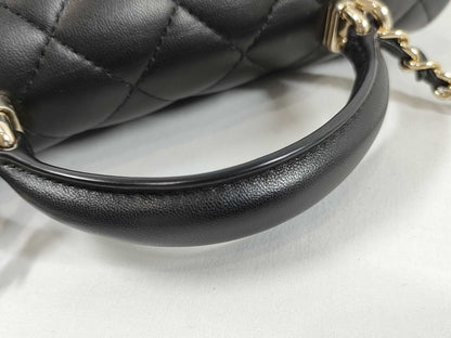 CHANEL Matelasse Coco Handle XXS, Gold Hardware, Complete, 2-Way Handbag, Chain Shoulder Bag, Serial Number Plate, Black, Shoulder Bag