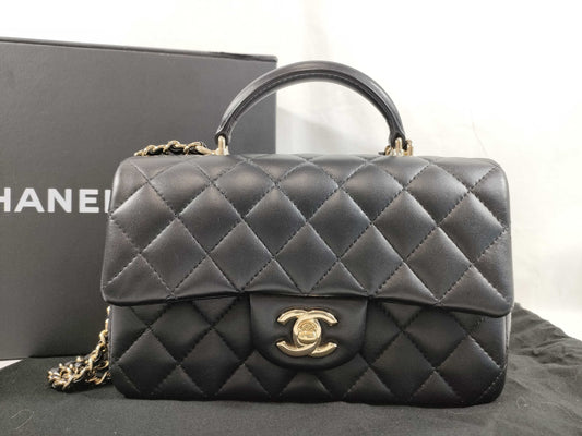 CHANEL Matelasse Coco Handle XXS, Gold Hardware, Complete, 2-Way Handbag, Chain Shoulder Bag, Serial Number Plate, Black, Shoulder Bag